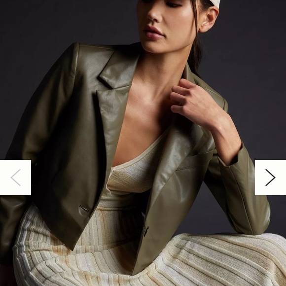 New Women’s faux leather jacket/ top/ blazer olive green philosophy size 8/S-M - Picture 12 of 12